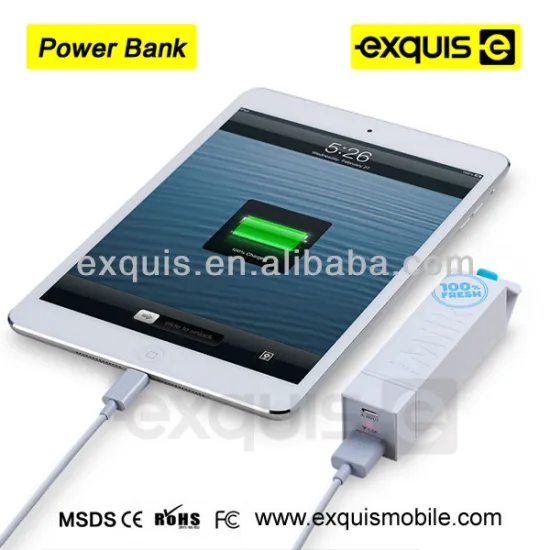 Exquis factory hot selling mini milk box power bank mobile charger