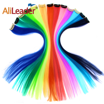 Alileader Factory Price 20Inch Hot Sale Fashion Long Straight Synthetic One Clip In Hair Extensions