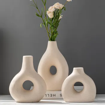 Dehua Vintage Cylinder Vase: Dried Flower Vase with Frosted Ceramic Finish