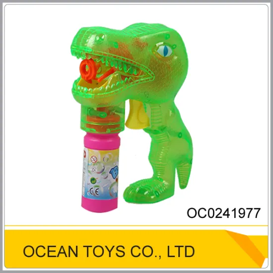 Hot sale summer transparent dinosaur bubble gun with light OC0241977