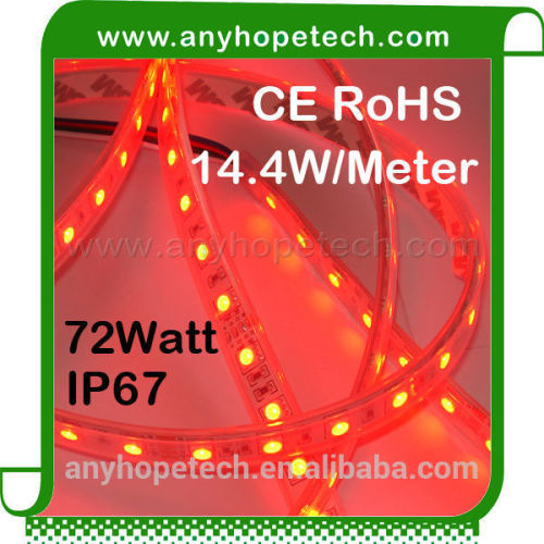 High output 3500K IP67 72W 5050 led strip 300 leds rgb