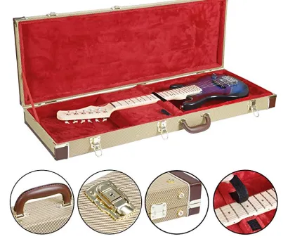 Rectangle Shaped Tweed Hardshell Guitar Case for Strat/Tele/LP/PRS Models