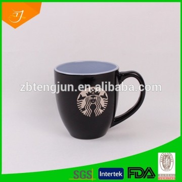 black blue starbuck mug with logo,high quality debossed mug