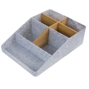 Multifunctional Bamboo Toothbrush Holder & Plastic Tableware Storage for Classic Bathroom