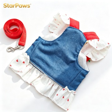 Breathable Cat Denim Dress with Harness