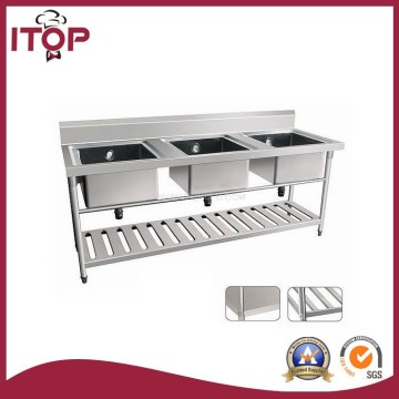 stainless steel AISI201 Three Sinks inTriple Sink Bench