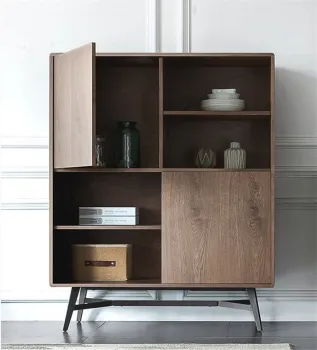 Wooden bookcase with doors