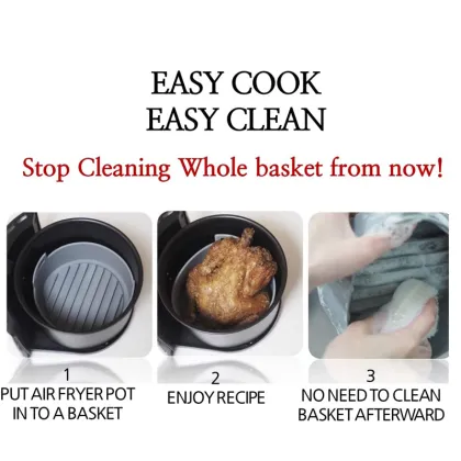 Reusable Baking Circle Liners - Heat Resistant, Gray, Basket Design, Multipurpose, Non-Stick Collapsible Pan Silicone Air Fryer Liners