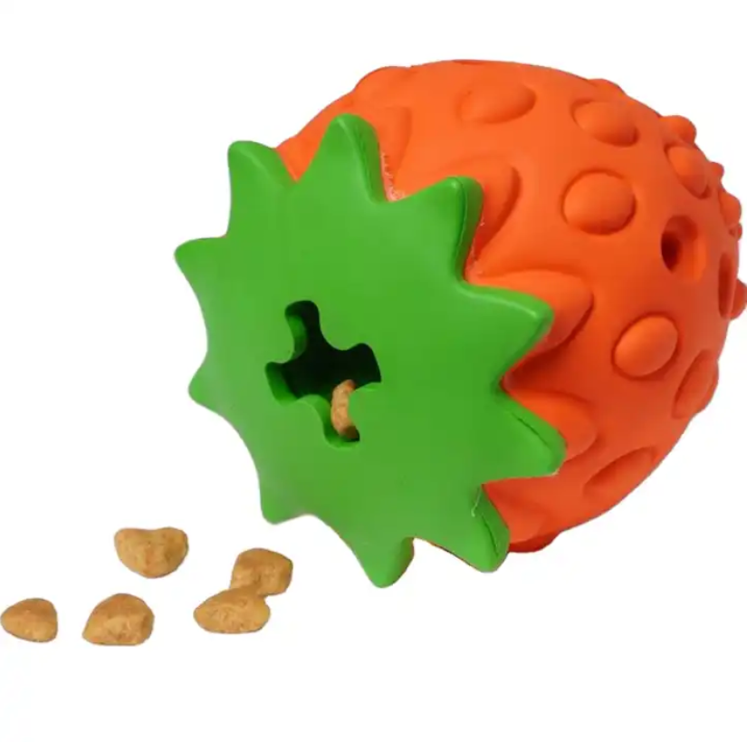 Natural Rubber Dog Treat Toy Strawberry