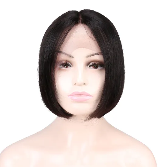Fashion Design 8 Inch Peruvian Human Hair Lace Front Closure Short Bob Wig Wholesale Straight Human Hair Bob Peruvian Wigs