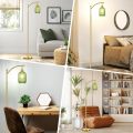 Striped glass lampshade LED bulb floor lamp
