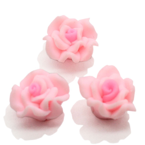 Neue 14MM Mischfarbe Polymer Clay Rose Blume lose Abstandsperlen 3D weiche heiße Tonblumen DIY Halskette Armband Party Ornament