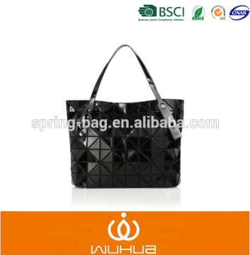 2016 Hotsale Shopping Bags Solid Brand bag handbags Women Black PVC Tote Bag Guangzhou Material