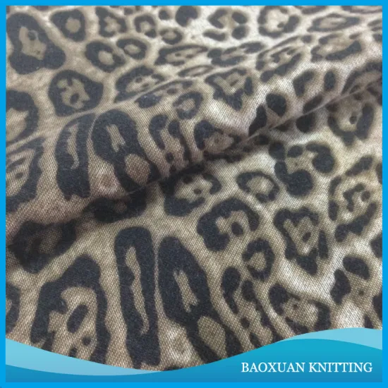 60 Polyesdter 40 rayon T/R leopard print punto roma fabric knitting for t-shirt