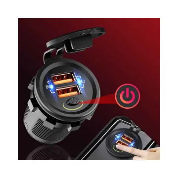 Wholesales On Off Switch USB C car charger QC3.0 12v Usb Charger Type C Socket For Car Bus