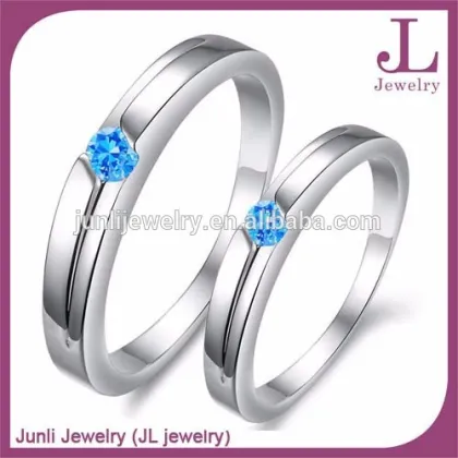 Silver Blue Two Tone Stainless Steel Couple Rings