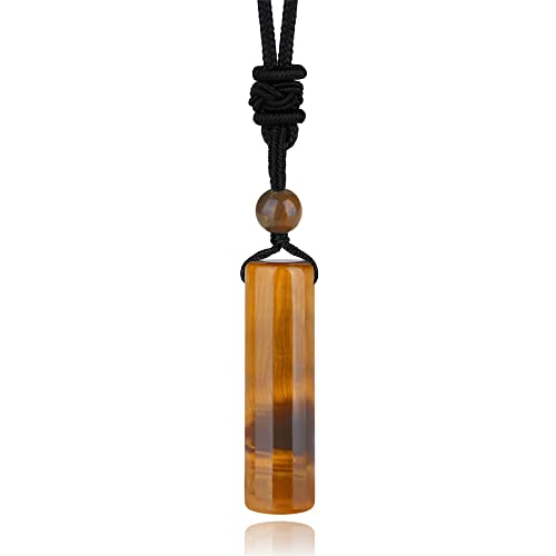 Collier de pendentif de colonne de pierres précieuses pour femmes hommes 10 x 40 mm corde