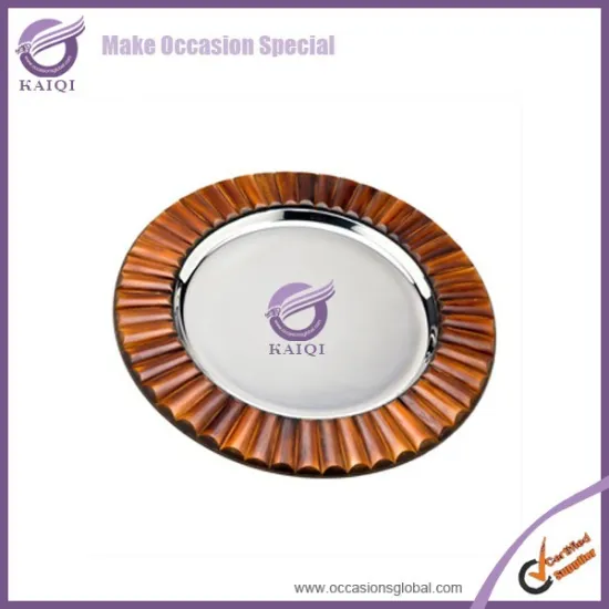 2015 new design wood beaded charger plates
