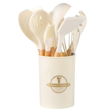 Wholesale Kitchen Appliances: 12-Piece Non-Stick Silicone Cookware Set with Wooden Handles