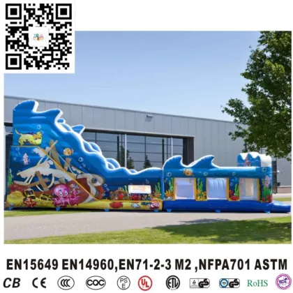Giant inflatable inflatable obstacle course, seas and oceans obstacle slide course for sale