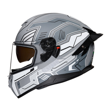 2025 Mecha Pattern Winter Motorcycle Helmet with Double Lens and Bluetooth Headset