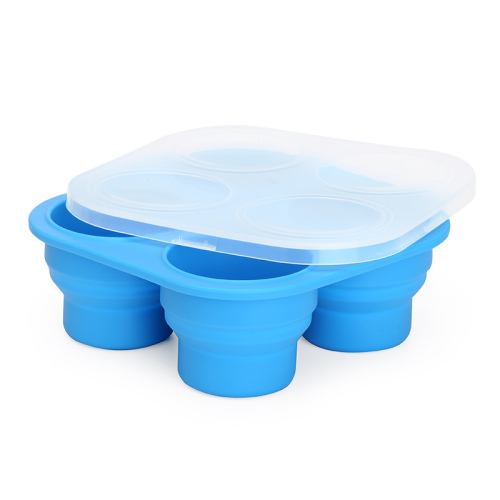 Bandeja do congelador de comida de bebê dobrável de silicone Amazon com tampa de clip-on