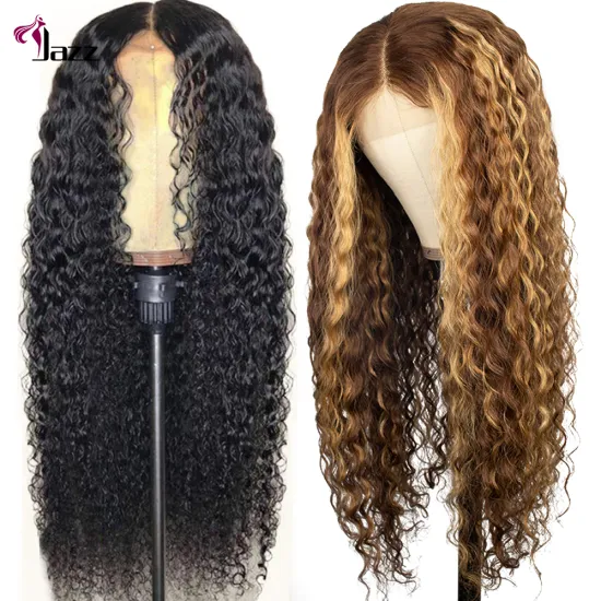 Wholesale hot sale natural black color typical 180% density pre plucked human hair 13*4 13*6 lace deep curly wave hair wig