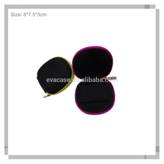 Black Round Zipper Portable Earphone Storage Hard EVA Case