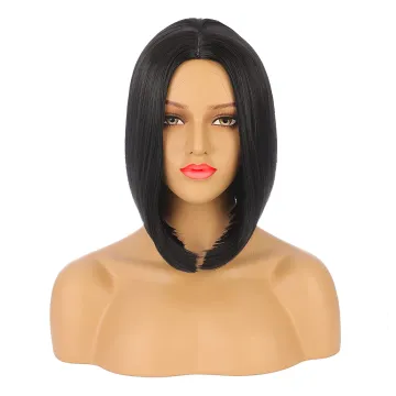 Black Bob Wigs for Women Natural Looking Short Straight Synthetic Wig Black Color Cosplay Party Halloween Daily Wig