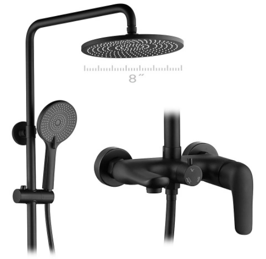 New fashion hot and cold water mixer bathroom rainfall black shower faucet
