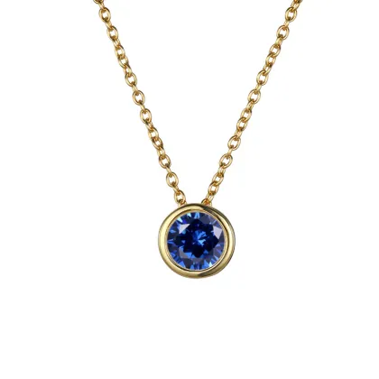 September Sapphire Birthstone Rhinestone Necklace Wholesale