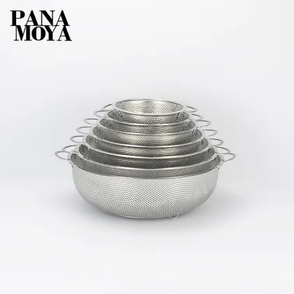 Stainless Steel Round Water Filter Fruit Vegetable Basket Rice Washing Sieve