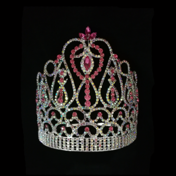 Tiara corona de desfile de diamantes de imitación azul oscuro