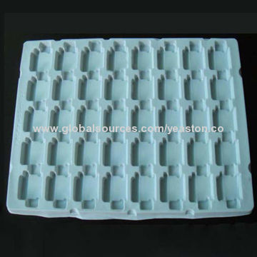 Blister packaging trays with flocking, various designs and colors are available