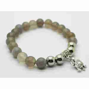 Natural Grey Agate Bracelet Gemstone jewelry alloy pendants