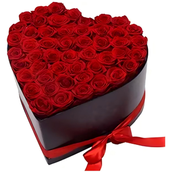 Heart Gift Box of 50 Red Preserve Roses