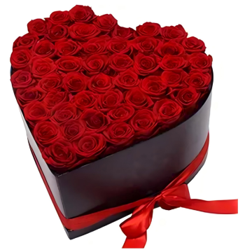 Coffret Coeur de 50 Roses Rouges Conserves