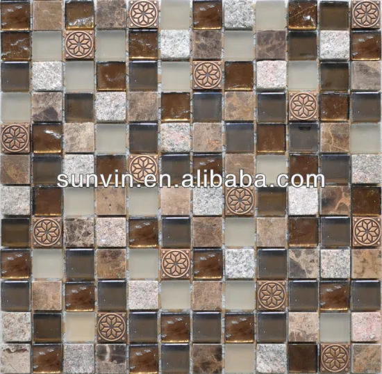 marble stone mosaic tile mixed glass and stainless steel tile mosaic for kitchen room