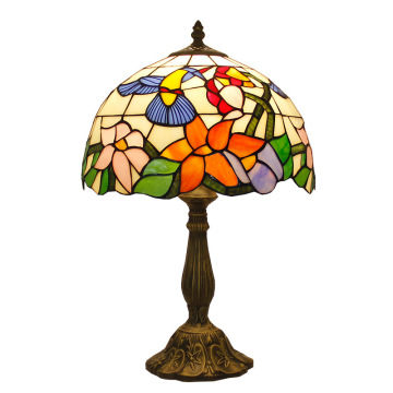 Custom Retro Stained Glass Lamp - Roses and Grapes Bedside Desk Lamp