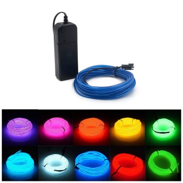 15ft EL Wire Battery Pack with Strobing Neon Glow for Party Decorations