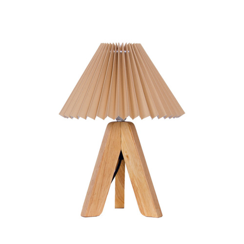 LEDER Bruine Houten Slaapkamerlamp