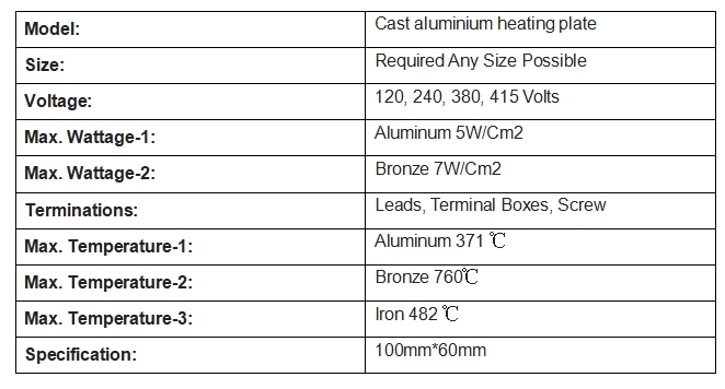 cast Aluminium heating plate