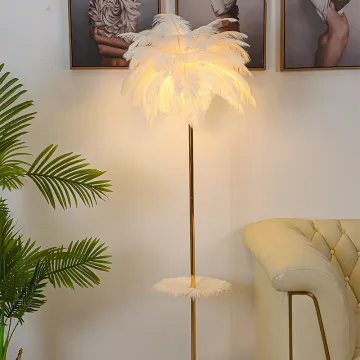 Wholesale Nordic Artistic Bedside Lamp, Romantic Living Room & Bedroom Feather Floor Lamp in Pink and Blue