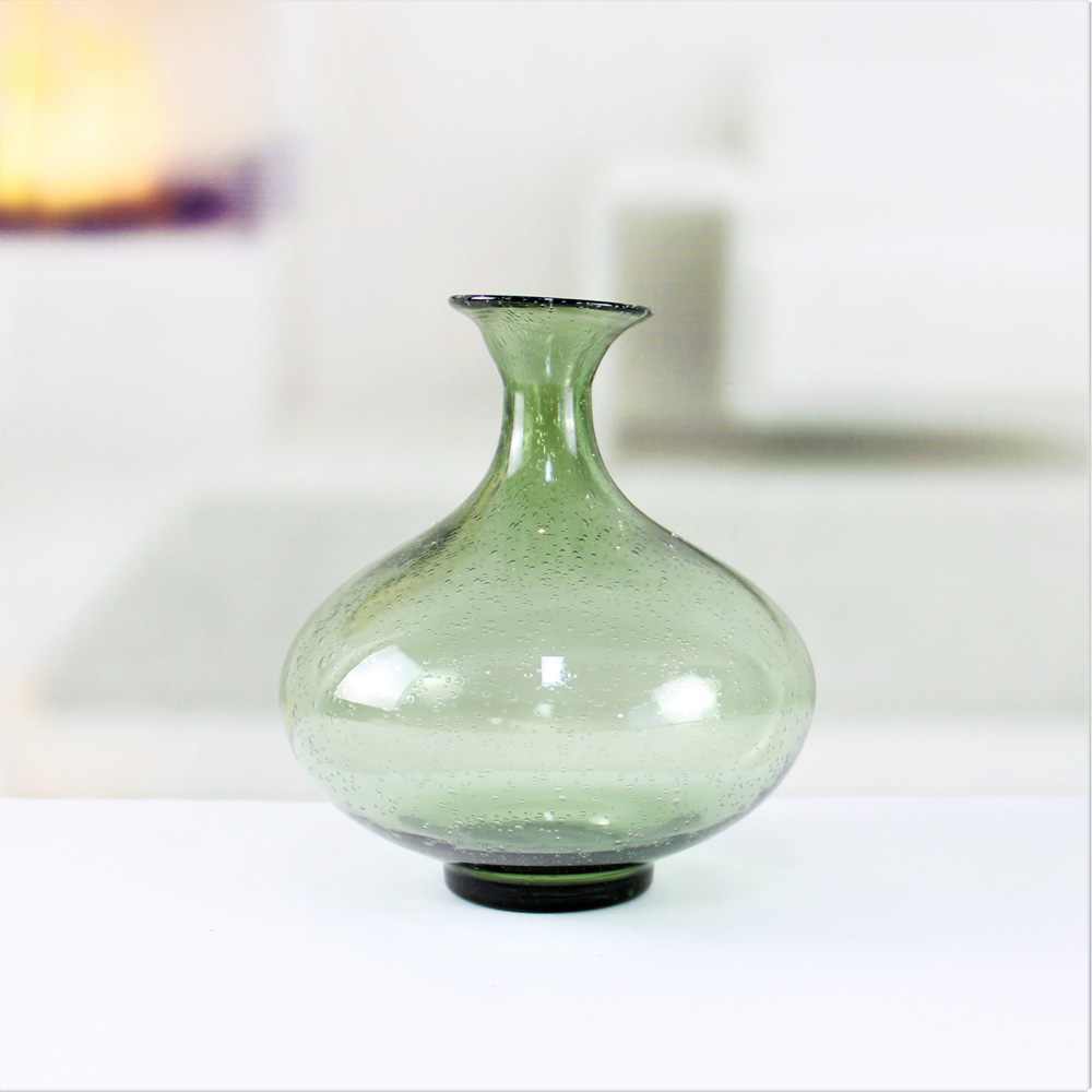 Recycled Green Flower Glass Vases