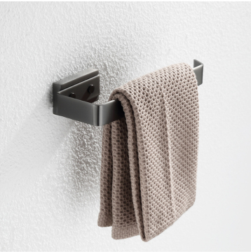 Waterproof Wall-Mounted Black Stainless Steel Single Towel Rack