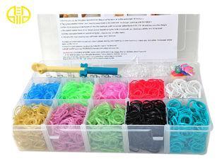 Multi Color Rainbow Loom Rubber Band  refill With Plastic C