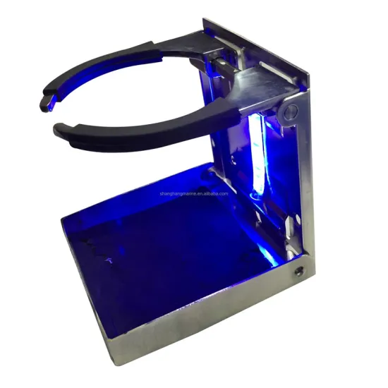 Adjustable Stainless Steel Boat Yacht Cup Holder with Blue and Red Light