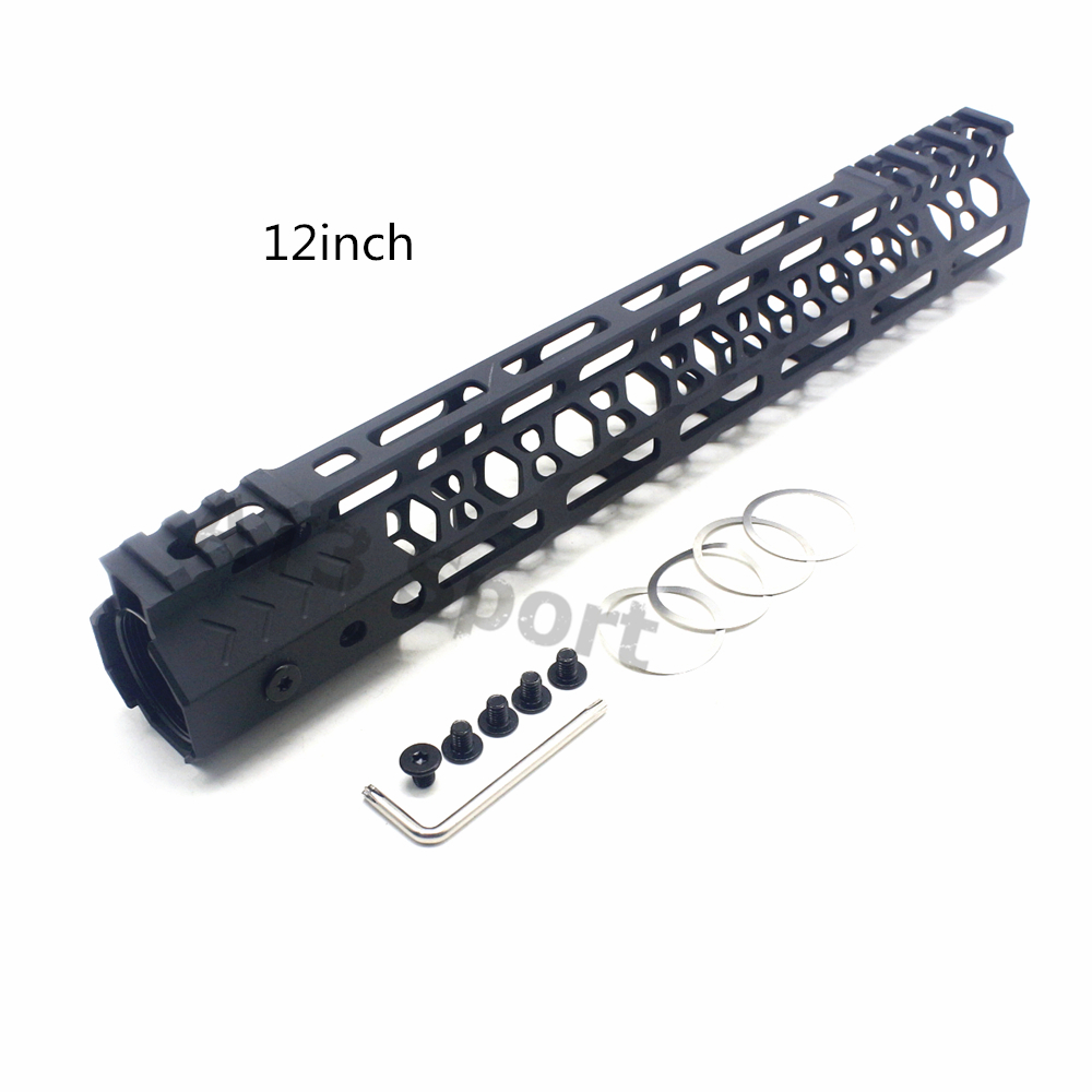 Tactical 12"inch M-lok Handguard Rail Free Float Mount System Ultralight Picatinny Rails Black Anodized Fit .223