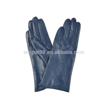 High-end elegant blue Ms goatskin leather gloves