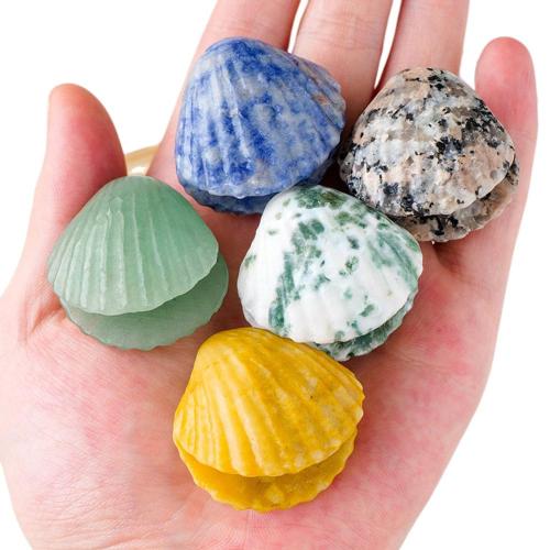 Gemstone Crystal 1.25" Clam Gemstone Ornament (Approx 30-35MM)